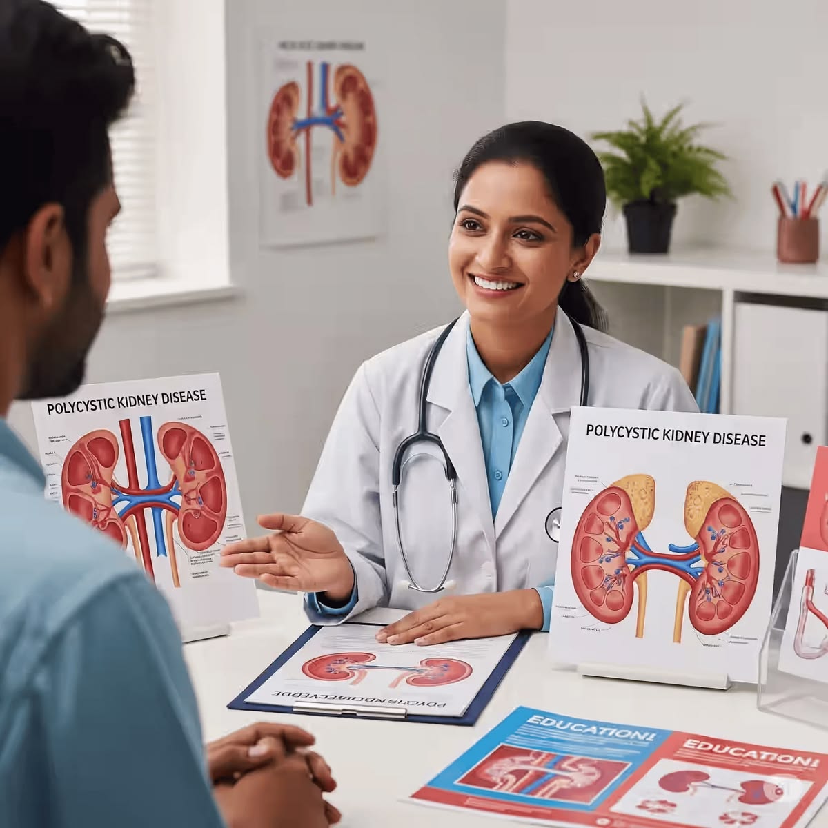 Nephrologist consulting a patient about kidney health